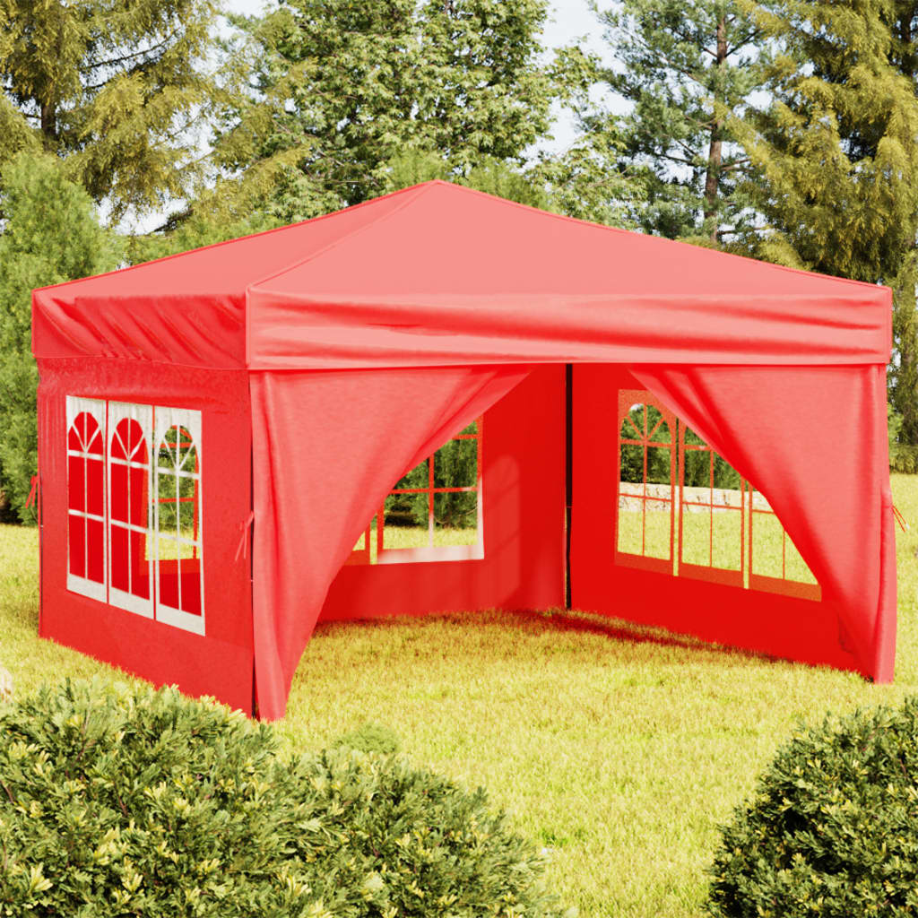 Foldable party tent with side walls red 3x3 m