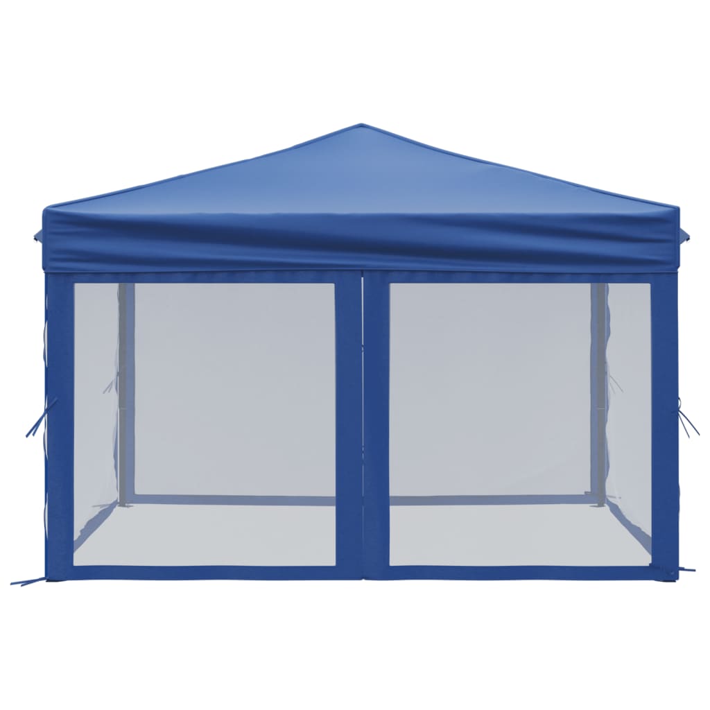 Foldable party tent with side walls blue 3x3 m