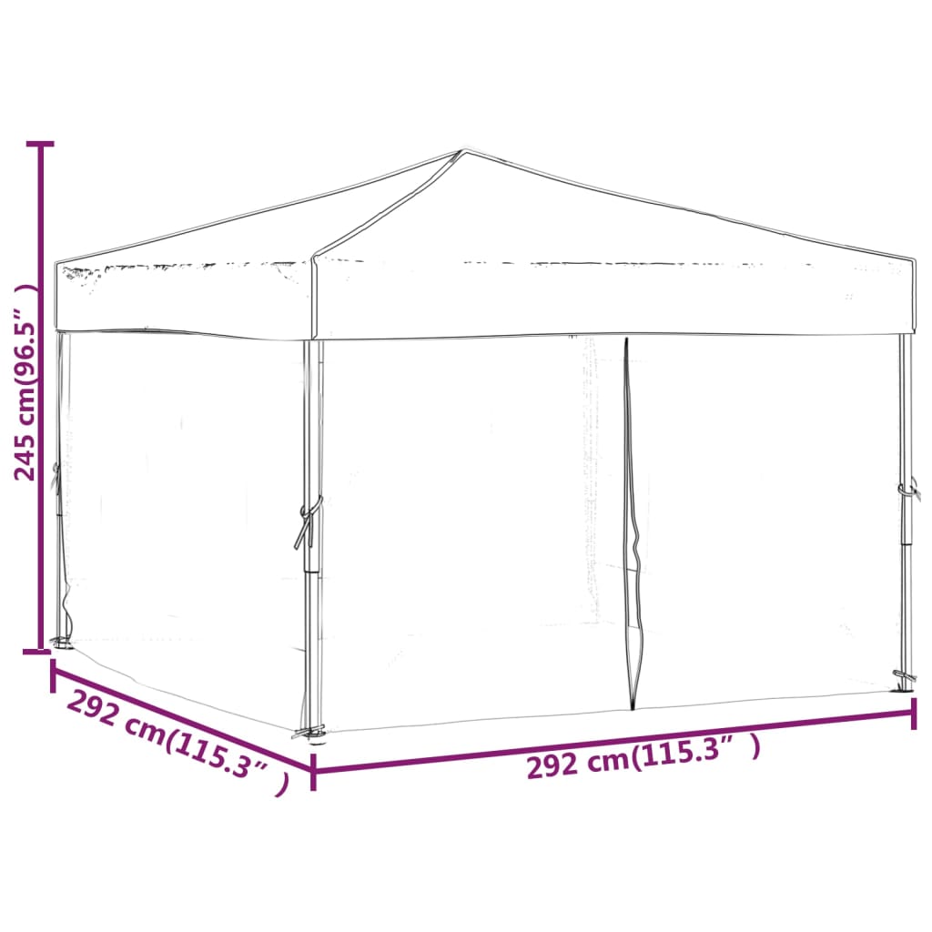 Kokoontaittuva juhlateltta sivuseinillä valkoinen 3x3 m