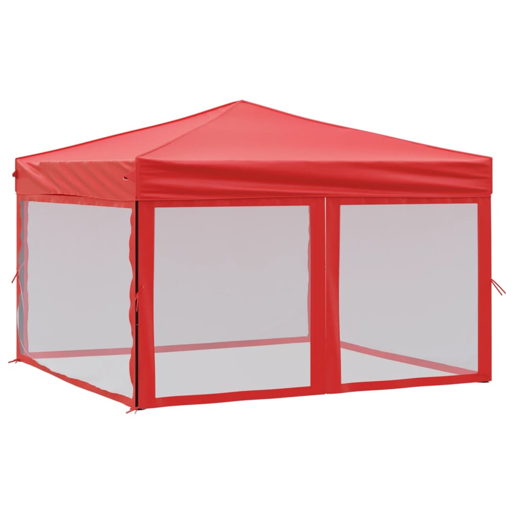 Foldable party tent with side walls red 3x3 m