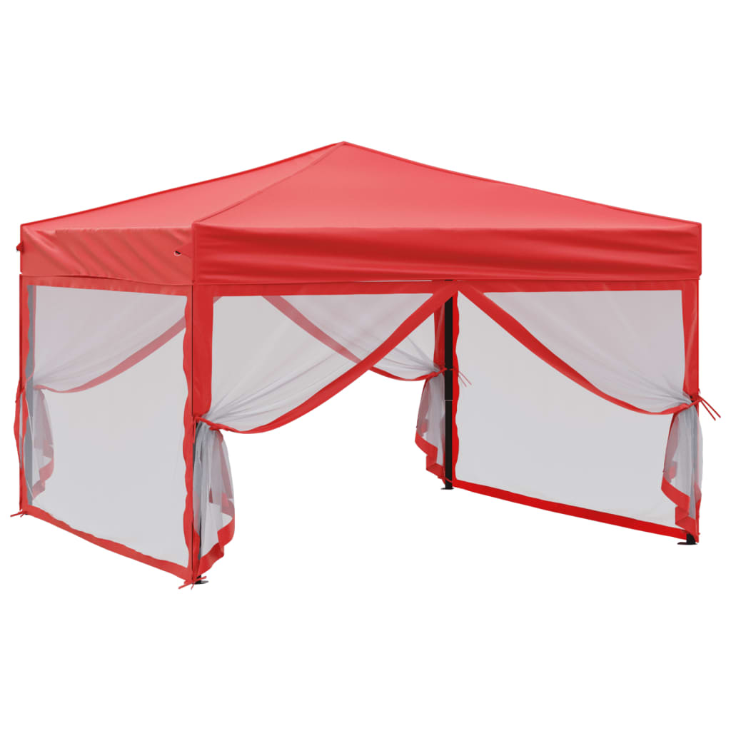 Foldable party tent with side walls red 3x3 m