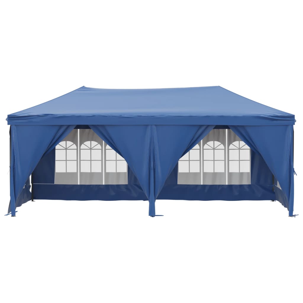 Folding party tent with side walls blue 3x6 m