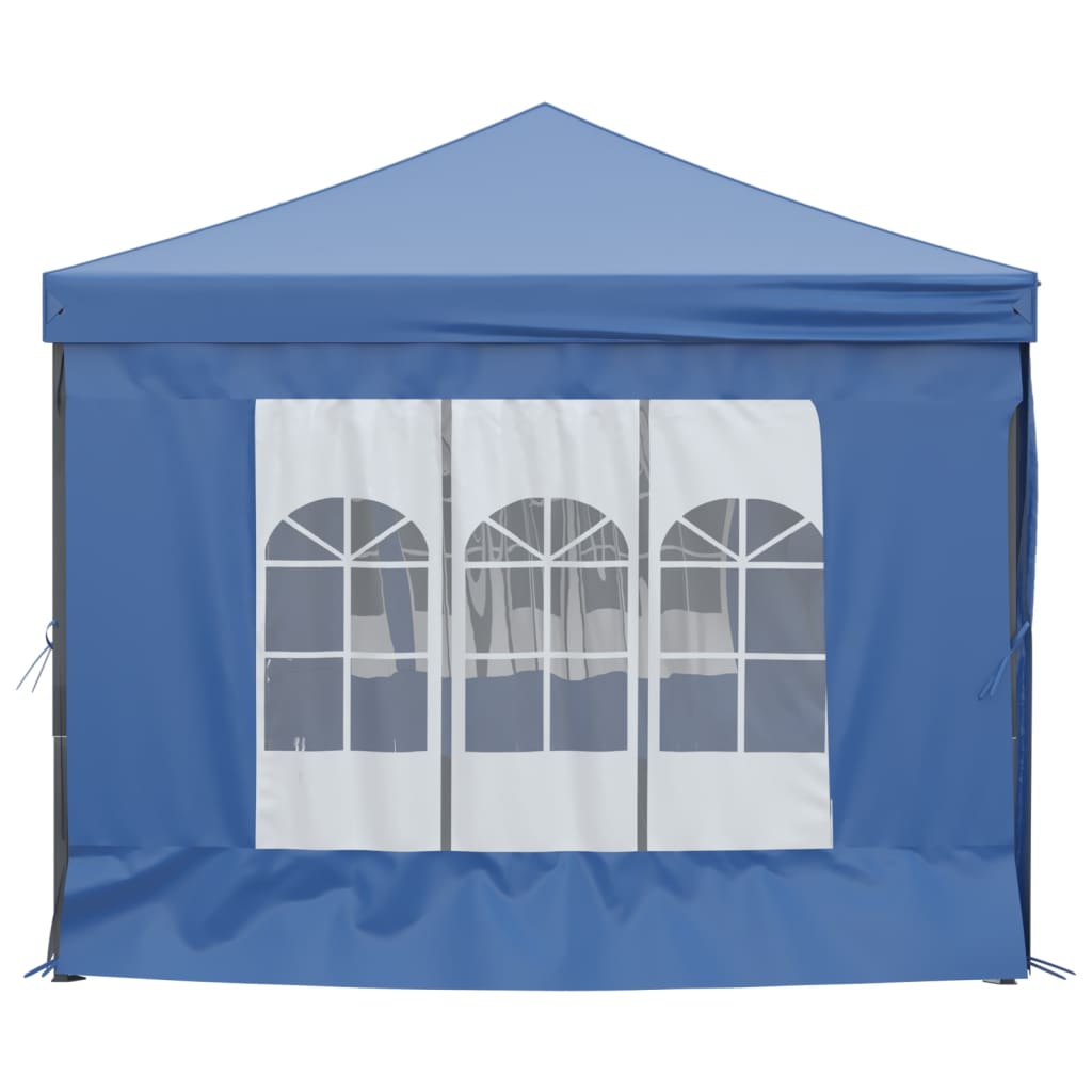 Folding party tent with side walls blue 3x6 m