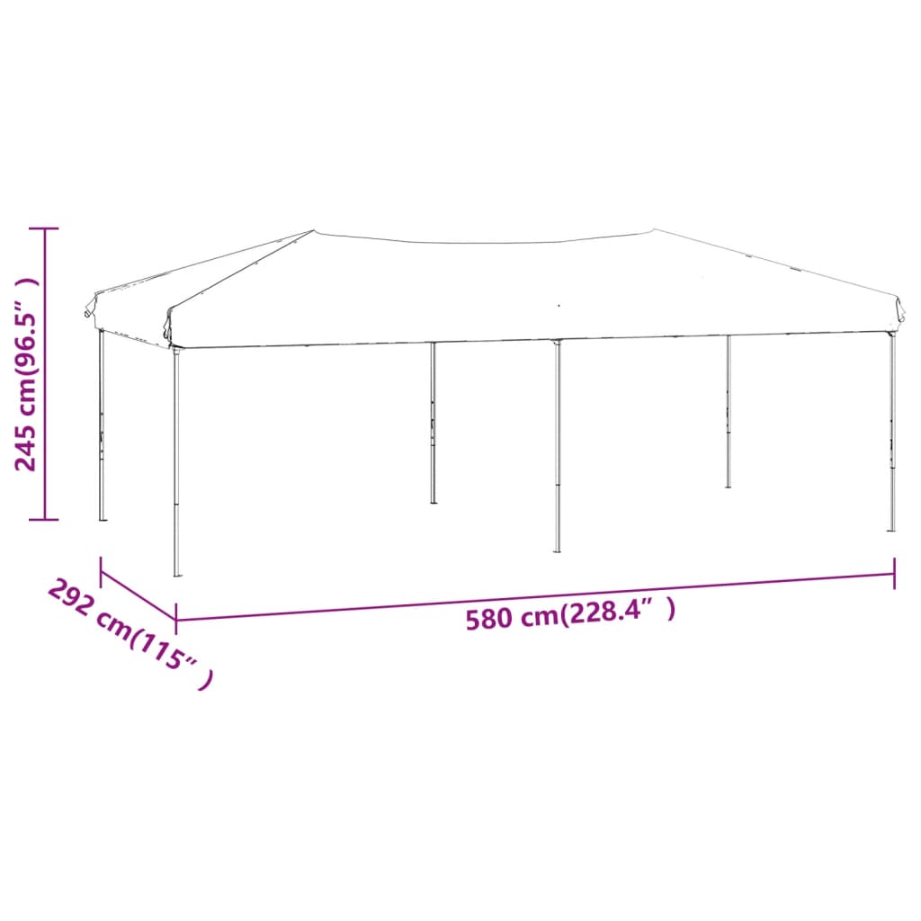 Folding party tent with side walls blue 3x6 m