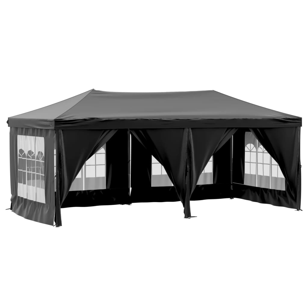 Foldable party tent with side walls black 3x6 m