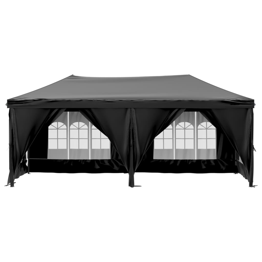 Foldable party tent with side walls black 3x6 m