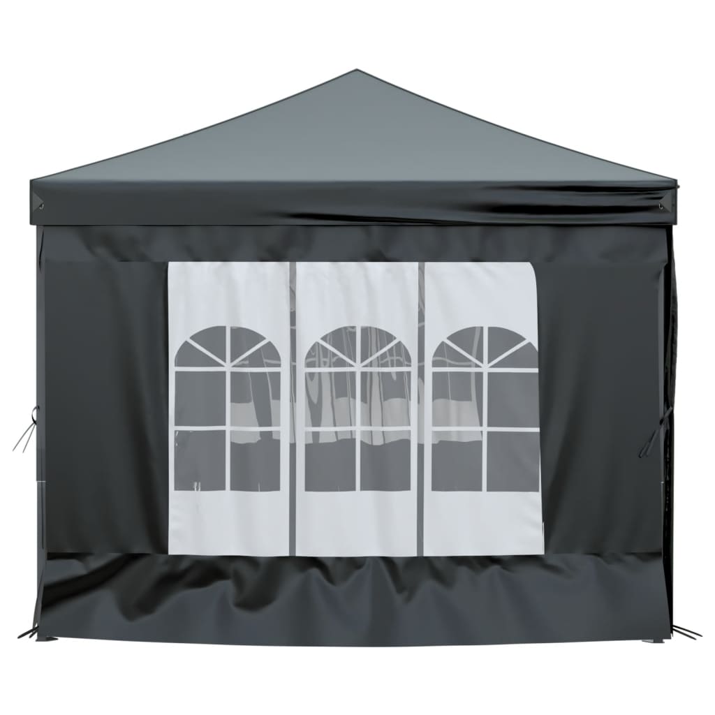 Foldable party tent with side walls black 3x6 m