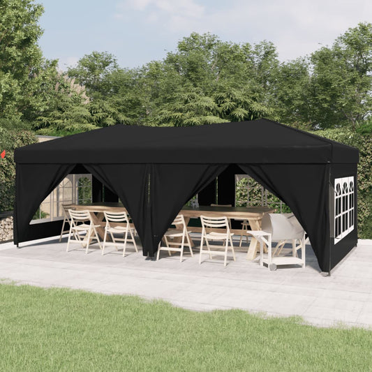 Foldable party tent with side walls black 3x6 m