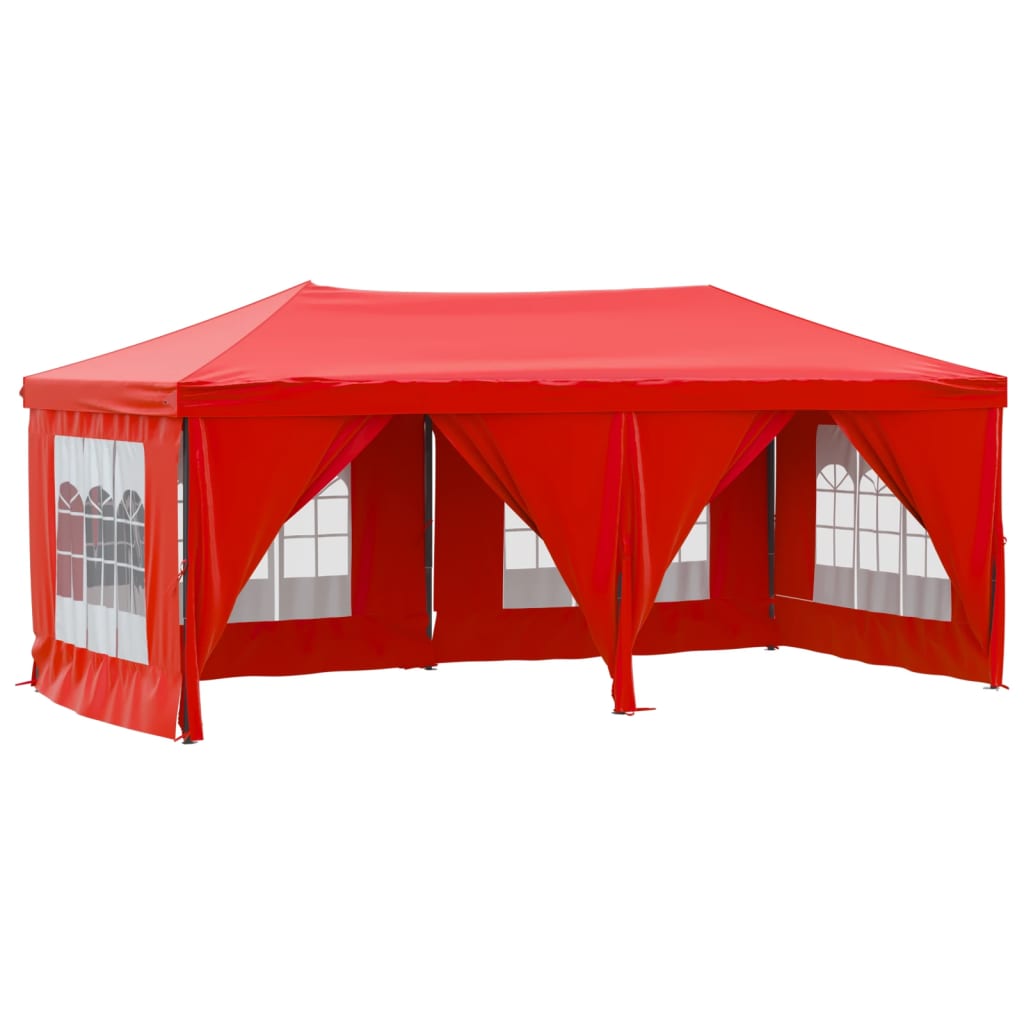 Foldable party tent with side walls red 3x6 m