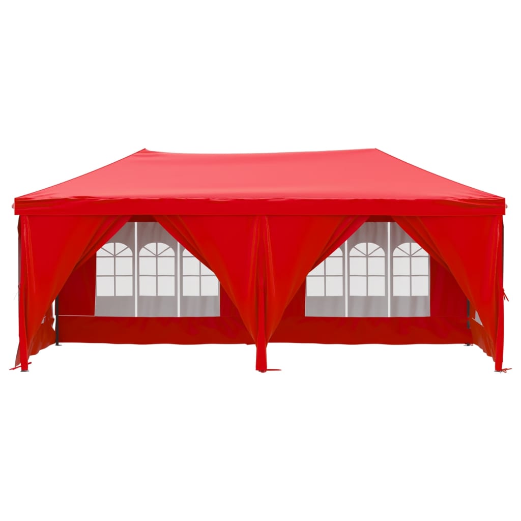 Foldable party tent with side walls red 3x6 m