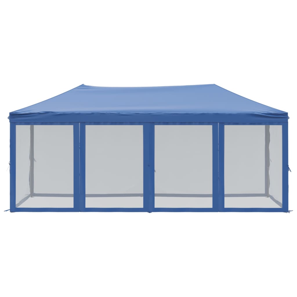 Folding party tent with side walls blue 3x6 m