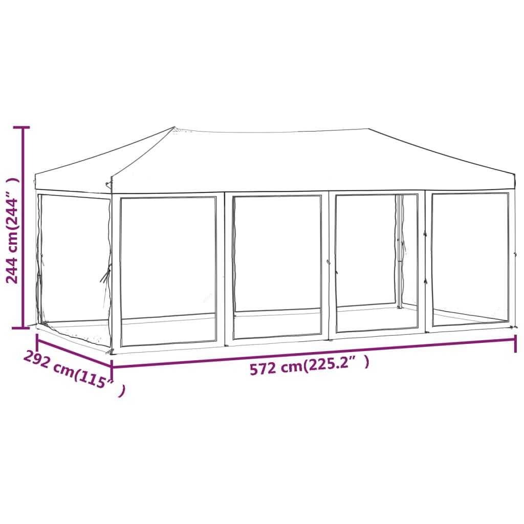 Folding party tent with side walls blue 3x6 m