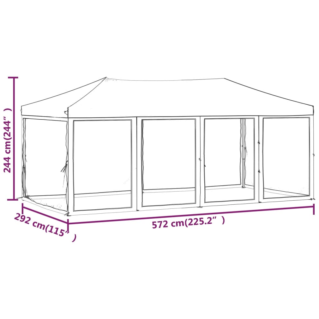 Kokoontaittuva juhlateltta sivuseinillä valkoinen 3x6 m