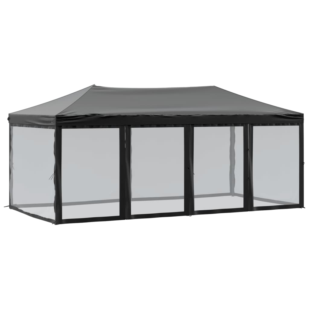 Foldable party tent with side walls black 3x6 m