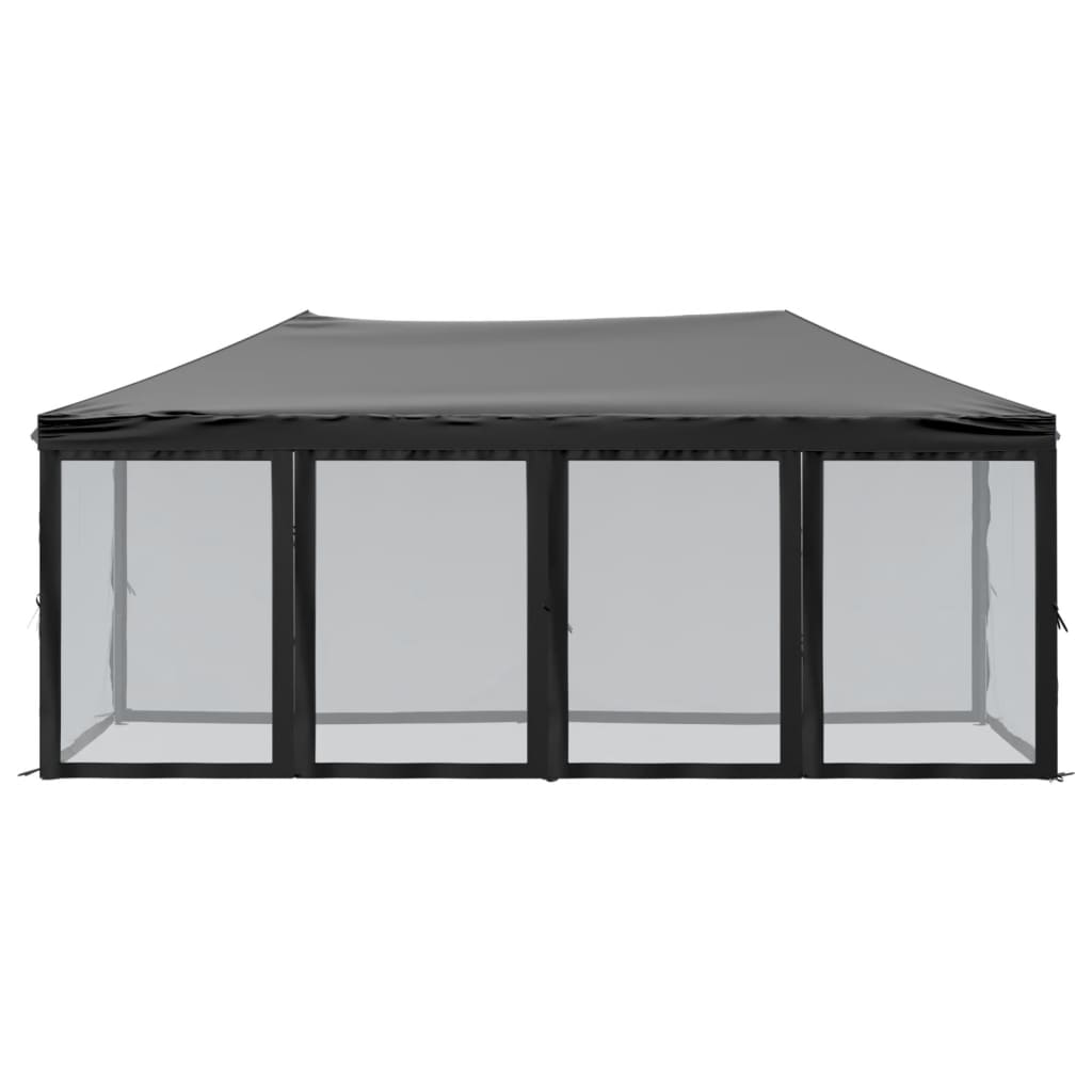 Foldable party tent with side walls black 3x6 m