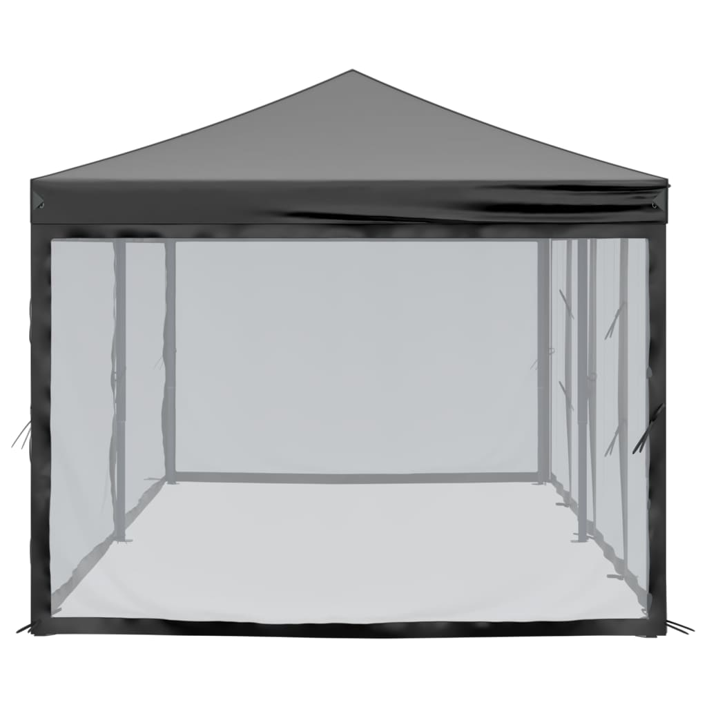 Foldable party tent with side walls black 3x6 m