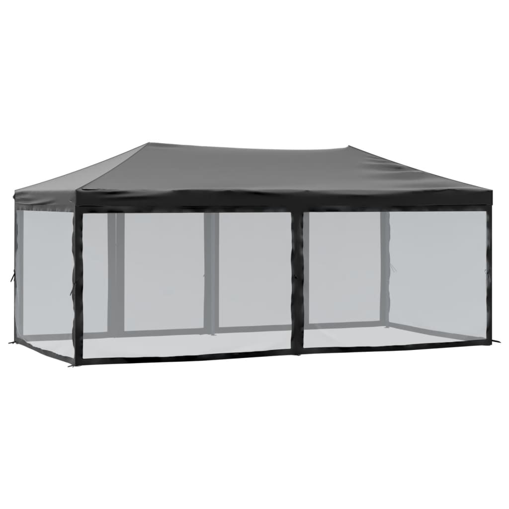 Foldable party tent with side walls black 3x6 m