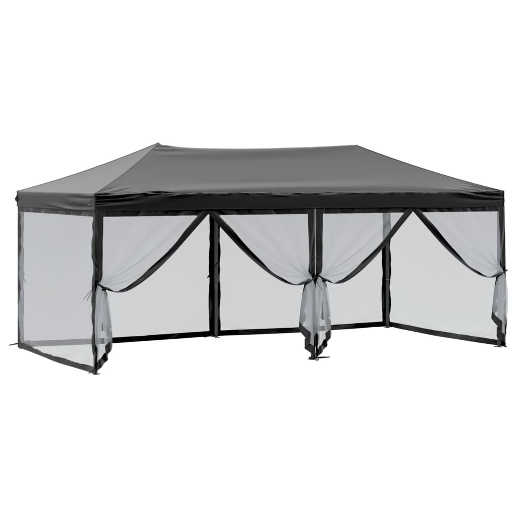 Foldable party tent with side walls black 3x6 m