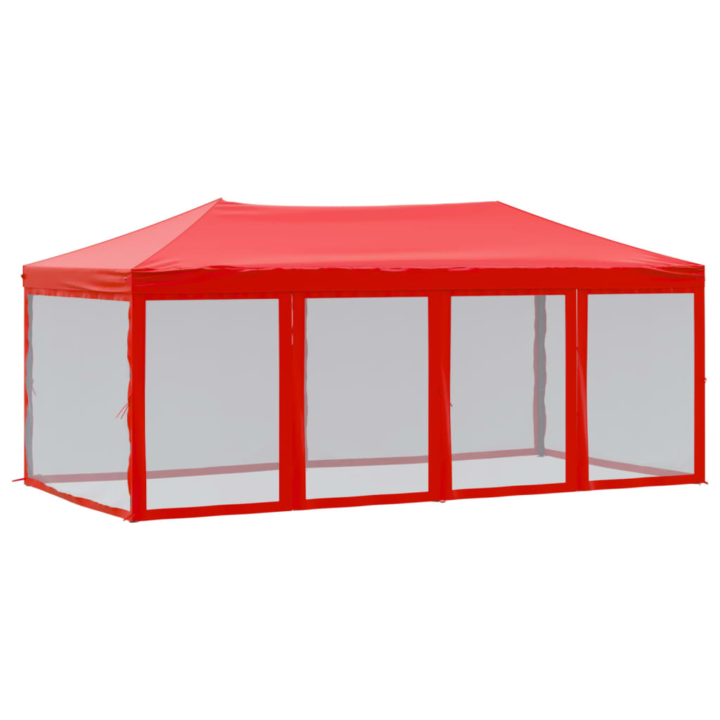 Foldable party tent with side walls red 3x6 m