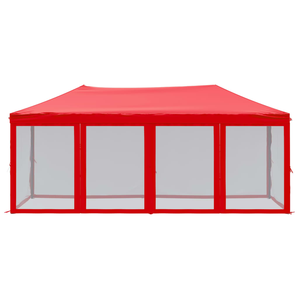 Foldable party tent with side walls red 3x6 m