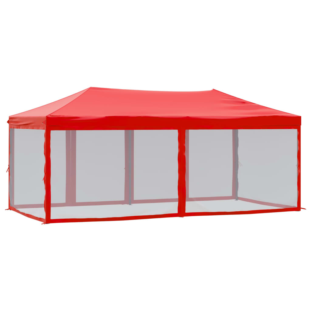 Foldable party tent with side walls red 3x6 m