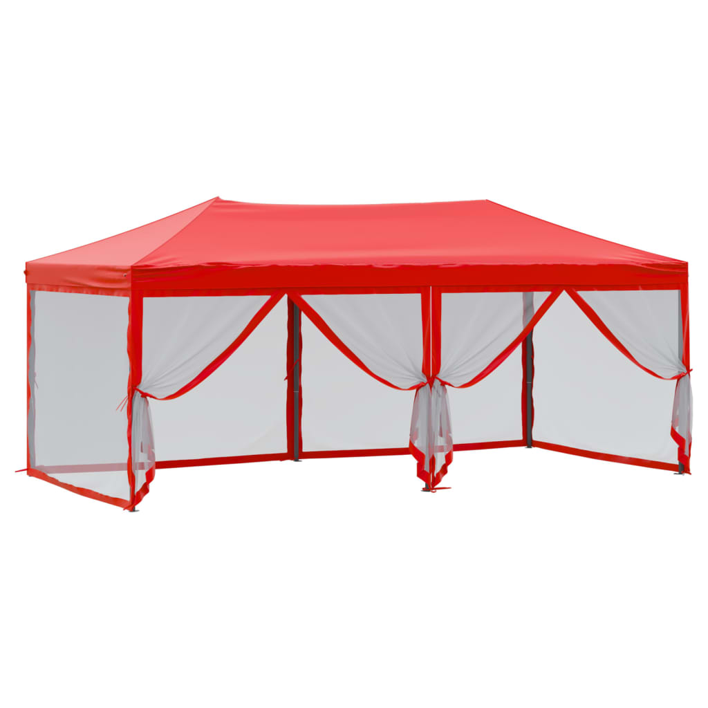 Foldable party tent with side walls red 3x6 m