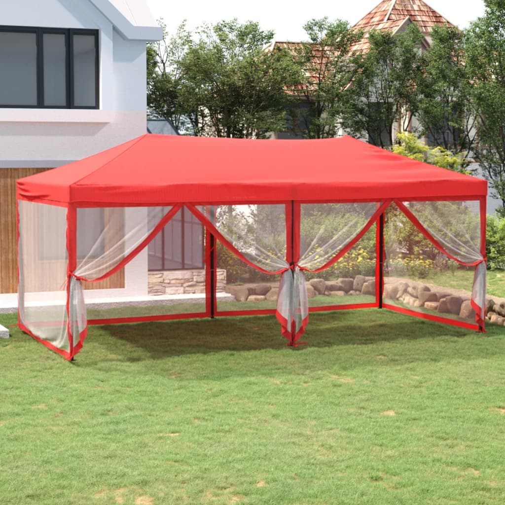 Foldable party tent with side walls red 3x6 m