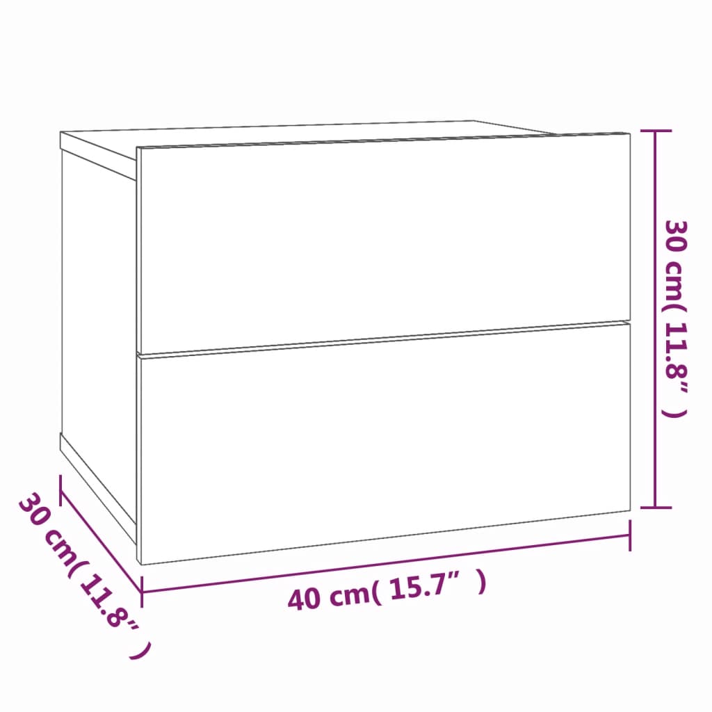 Yöpöydät 2 kpl savutammi 40x30x30 cm tekninen puu