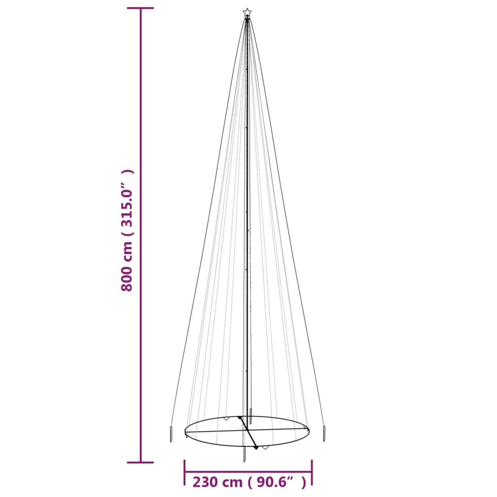 Kartio joulukuusi 1134 sinistä LED-valoa 230x800 cm