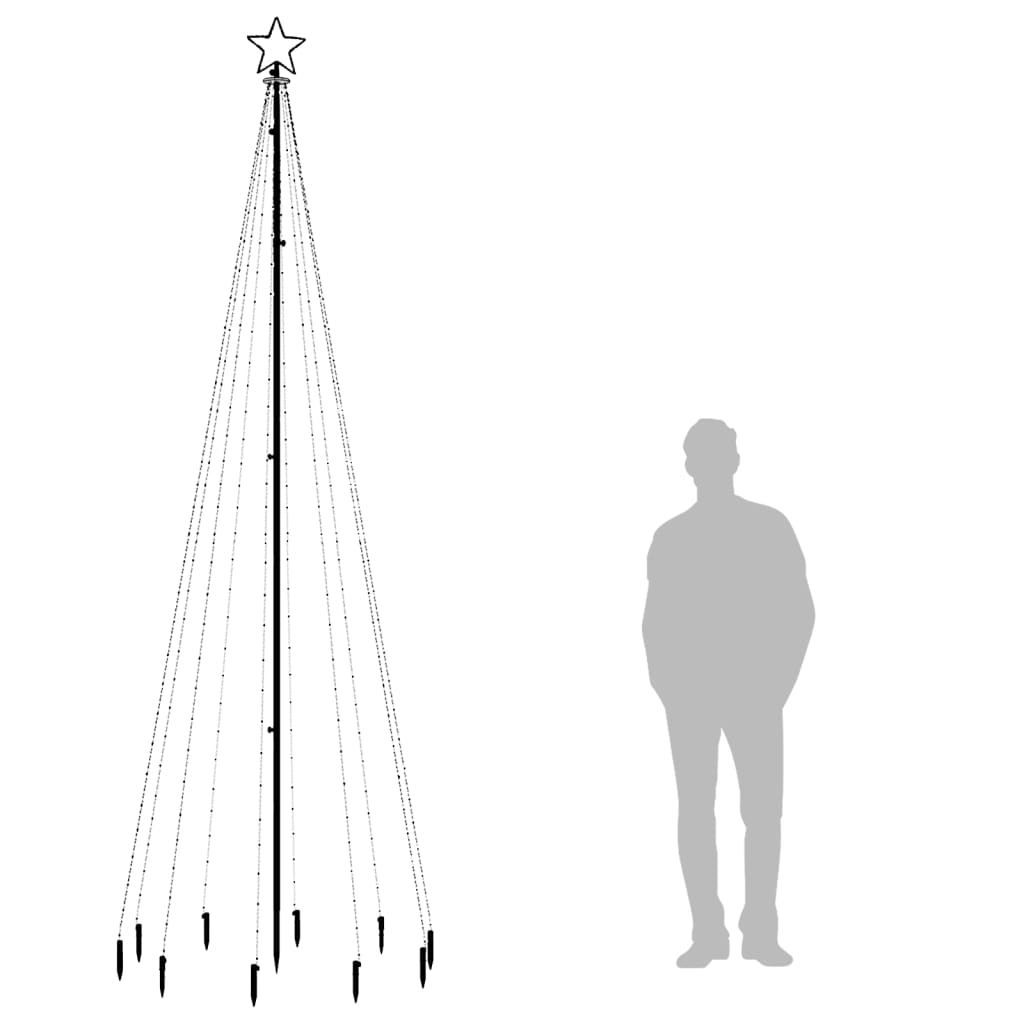 Joulukuusi piikillä 310 lämpimän valkoista LED-valoa 300 cm