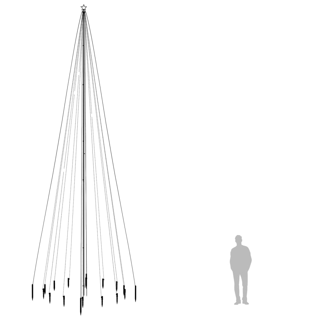 Joulukuusi piikillä 1134 kylmän valkoista LED-valoa 800 cm