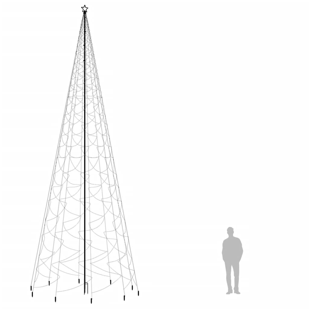 Joulukuusi piikillä 3000 lämpimän valkoista LED-valoa 800 cm