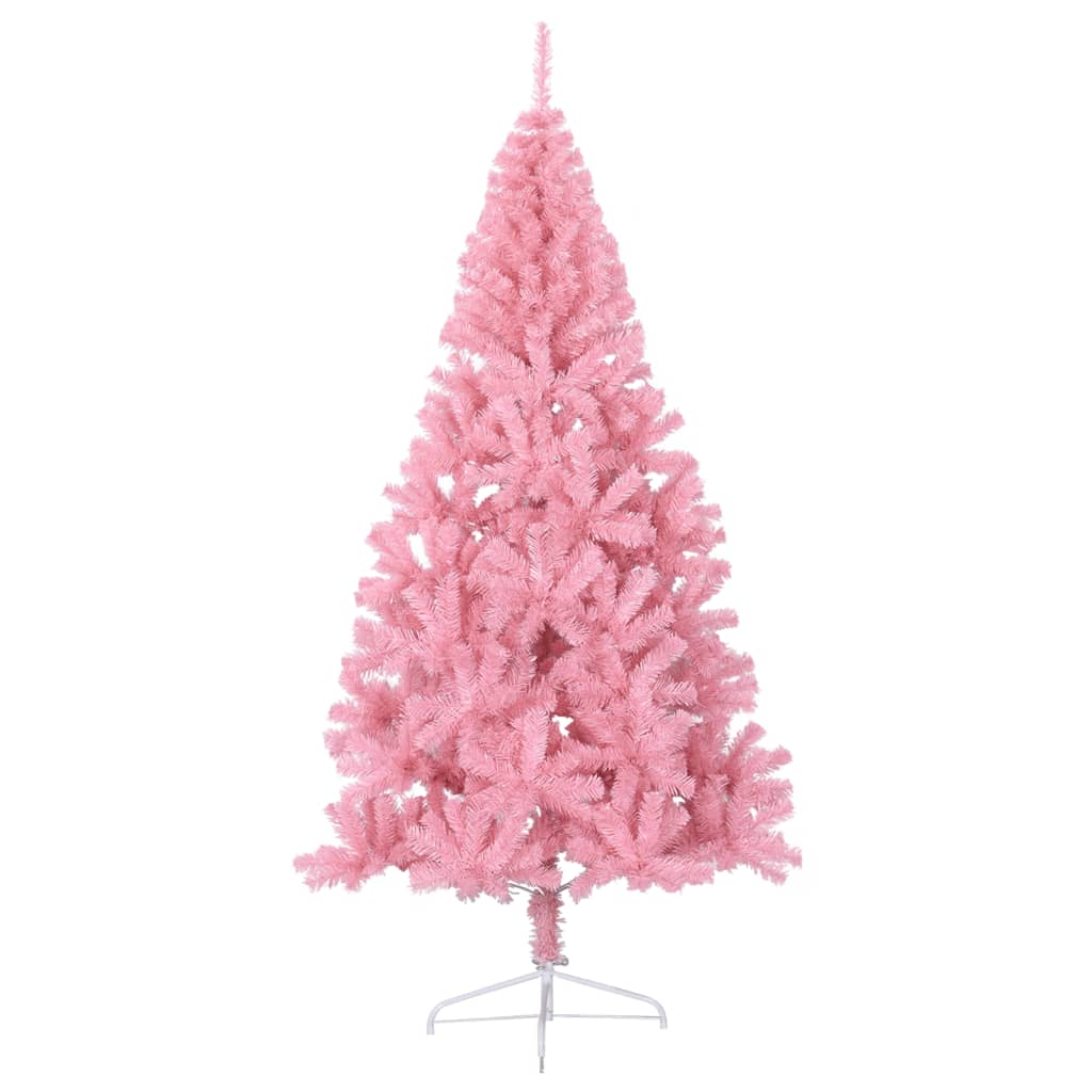 Tekojoulukuusen puolikas jalustalla pinkki 210 cm PVC