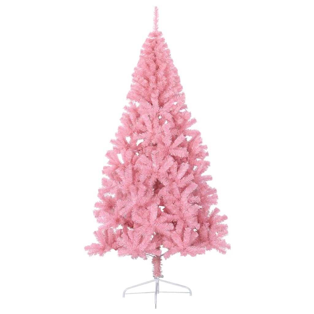 Tekojoulukuusen puolikas jalustalla pinkki 240 cm PVC