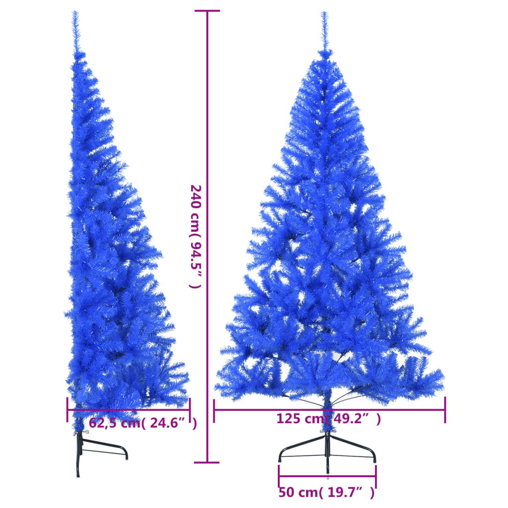 Tekojoulukuusen puolikas jalustalla sininen 240 cm PVC