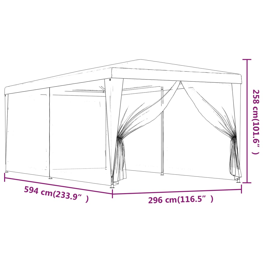 Juhlateltta 6 verkkosivuseinää sininen 3x6 m HDPE