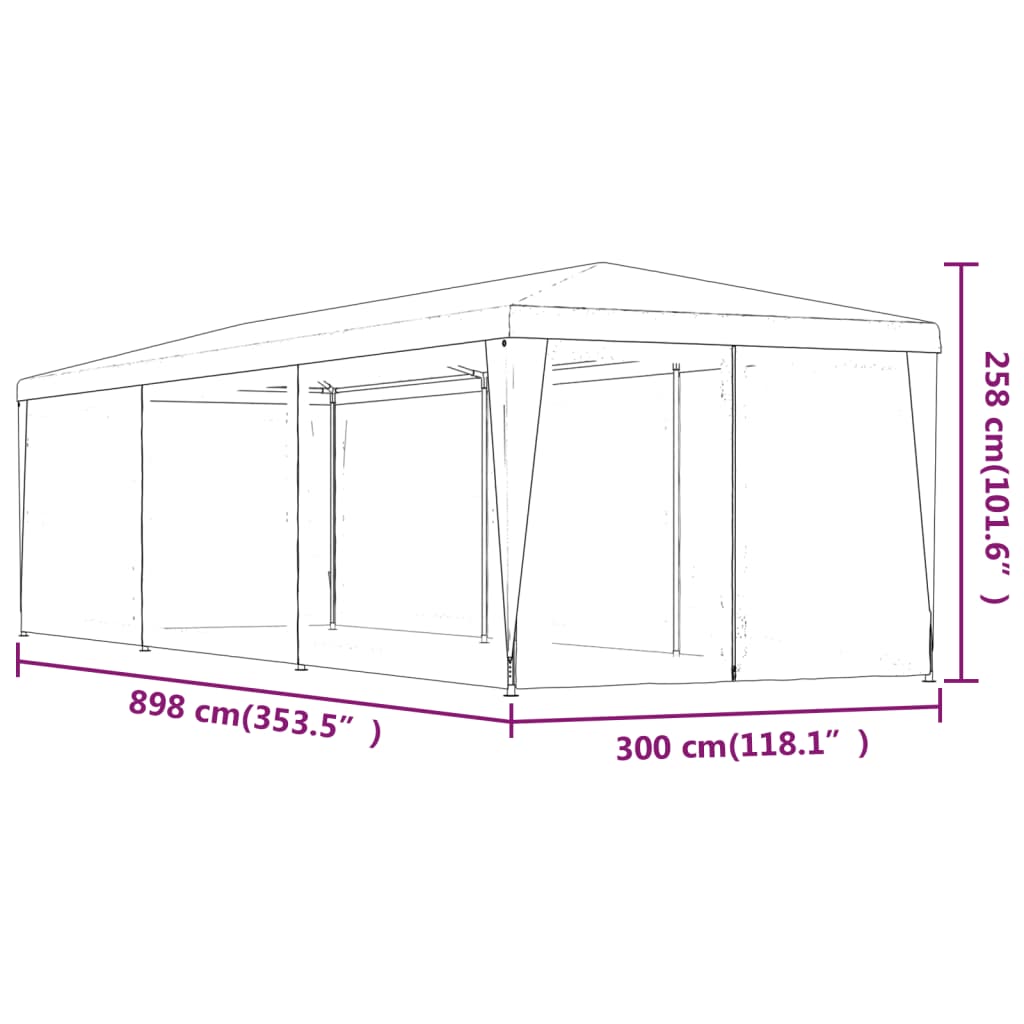 Juhlateltta 8 verkkosivuseinää vihreä 3x9 m HDPE