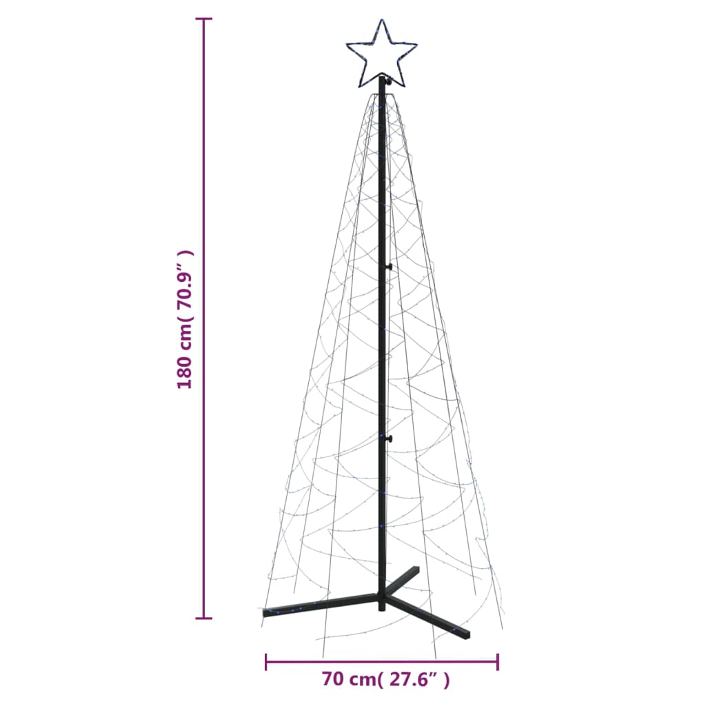 Kartio joulukuusi 200 sinistä LED-valoa 70x180 cm