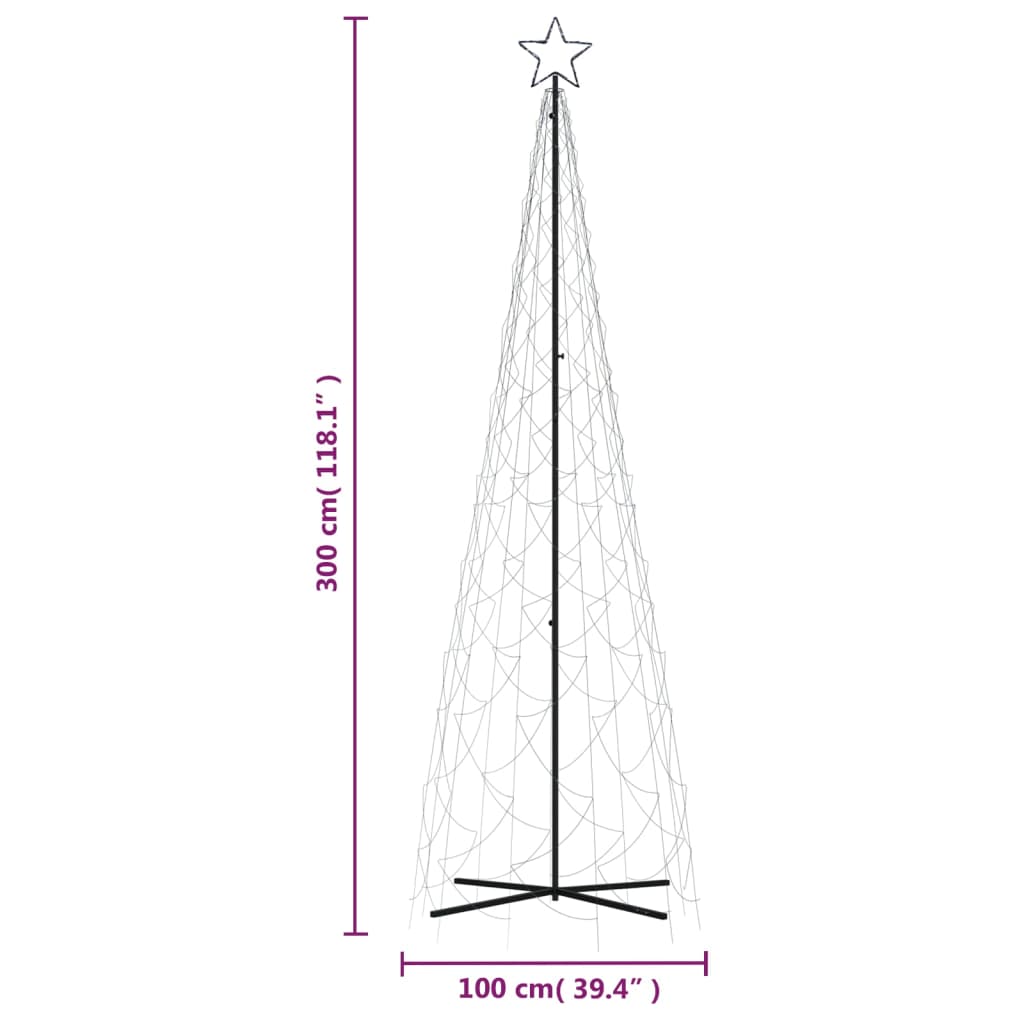 Kartio joulukuusi 500 kylmän valkoista LED-valoa 100x300 cm