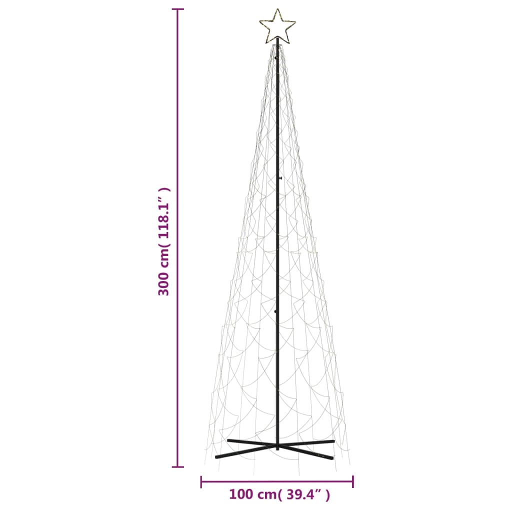 Kartio joulukuusi 500 lämpimän valkoista LED-valoa 100x300 cm