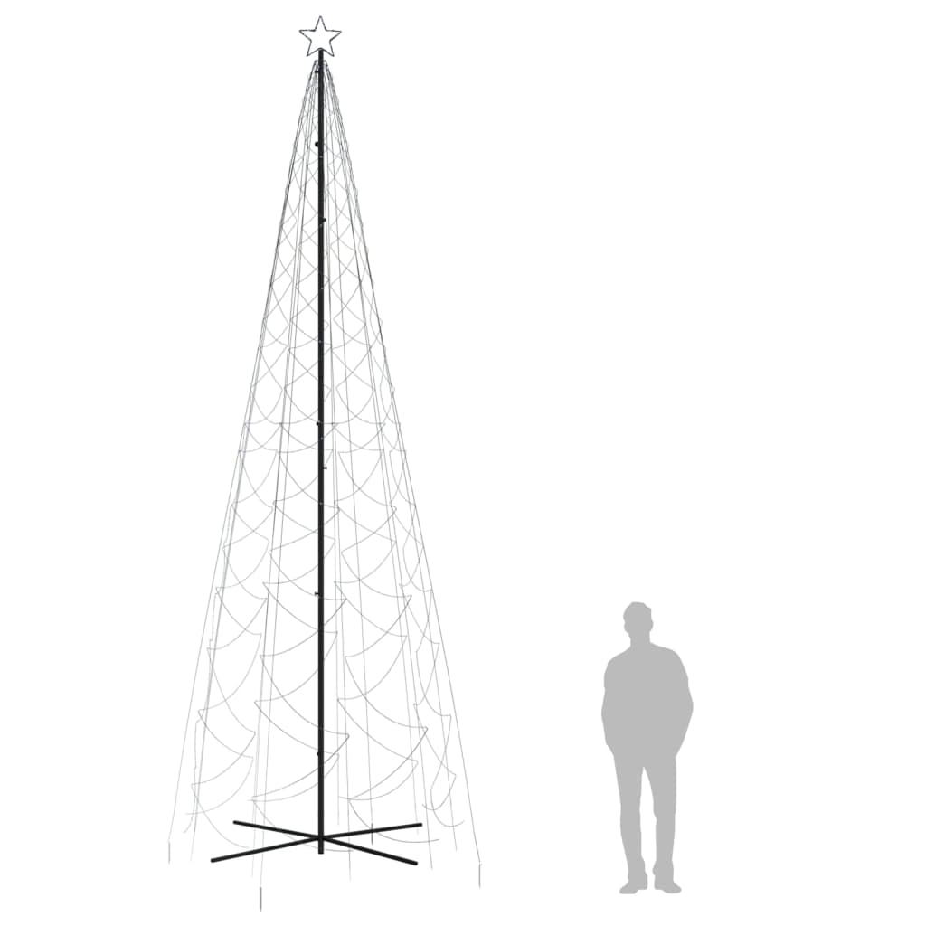 Kartio joulukuusi 1400 kylmän valkoista LED-valoa 160x500 cm