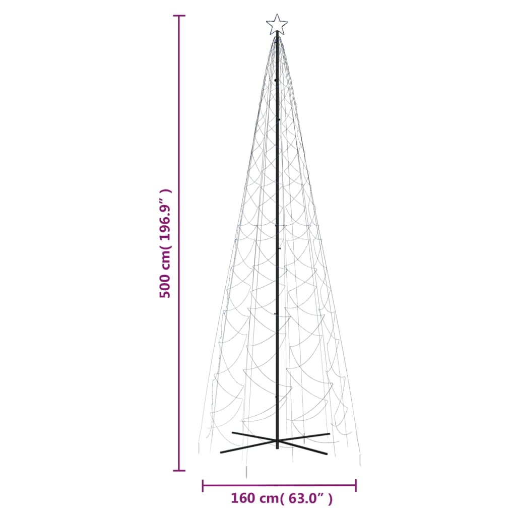 Kartio joulukuusi 1400 sinistä LED-valoa 160x500 cm