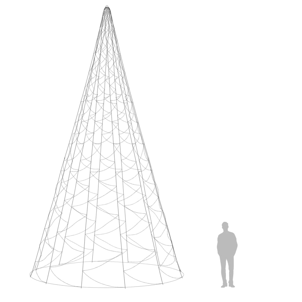 Joulukuusi lipputankoon 3000 sinistä LED-valoa 800 cm