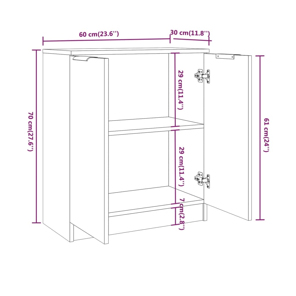 3-teiliges Sideboard aus weißem technischem Holz