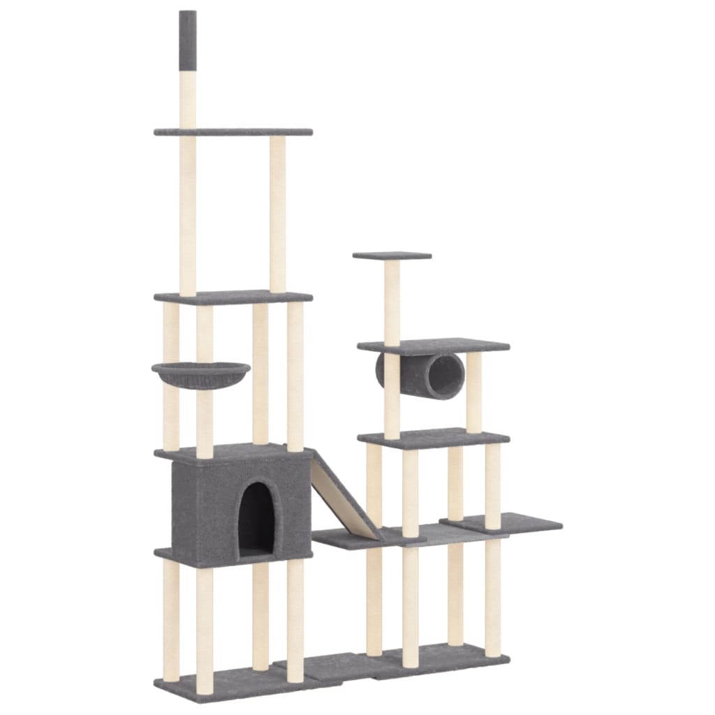 Kissan kiipeilypuu sisal- raapimispylväillä tummanharmaa 279 cm