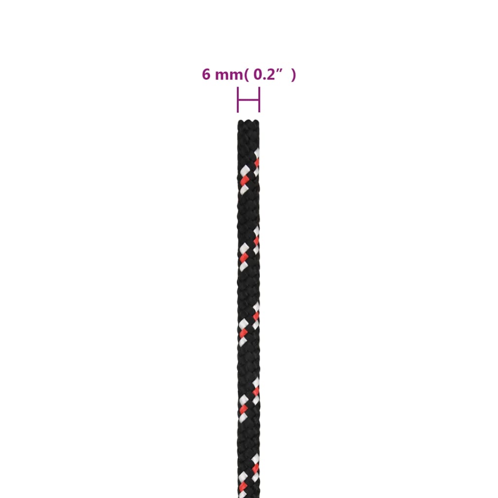 Veneköysi musta 6 mm 25 m polypropeeni