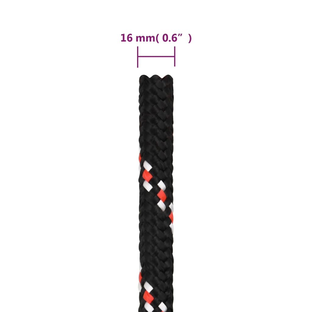 Veneköysi musta 16 mm 25 m polypropeeni