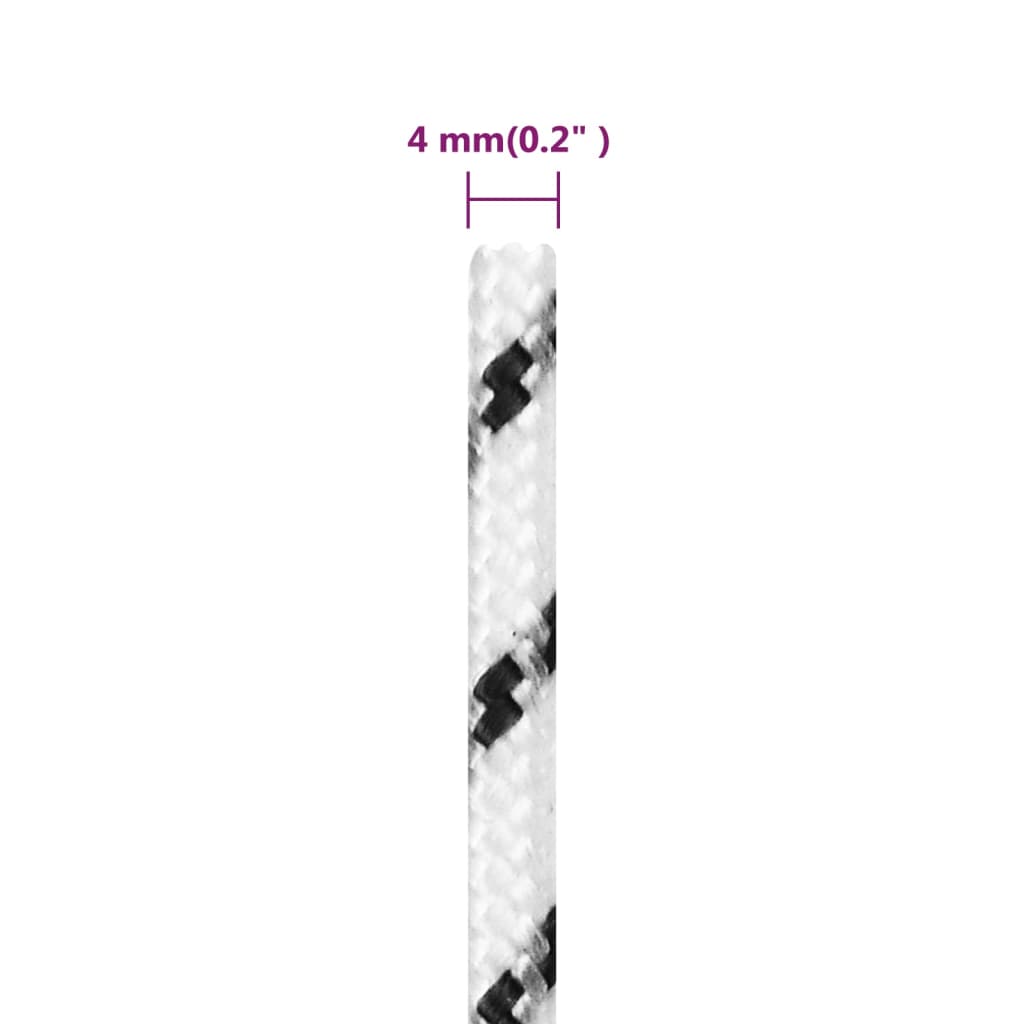 Punottu veneköysi valkoinen 4 mm x 100 m polyesteri