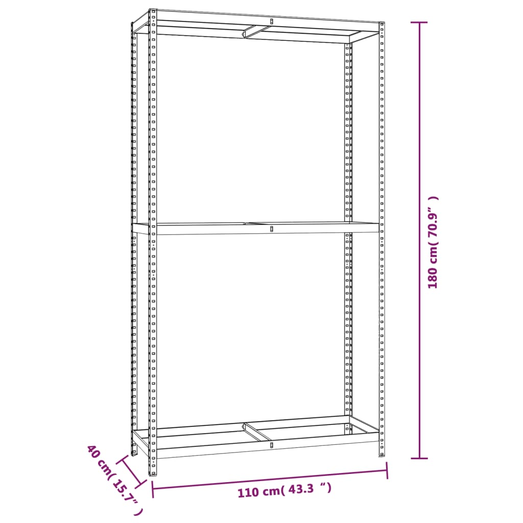 2-tasoinen Rengasteline 2 kpl hopea 110x40x180 cm teräs