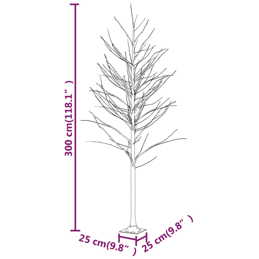 Valkoinen LED-koivu lämmin valkoinen 240 LED-valoa 300 cm